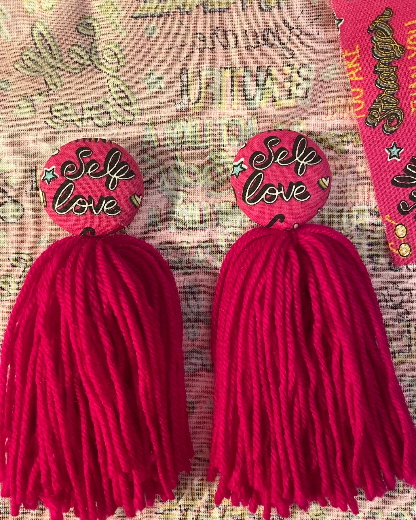 Self Love Button Tassel Earrings